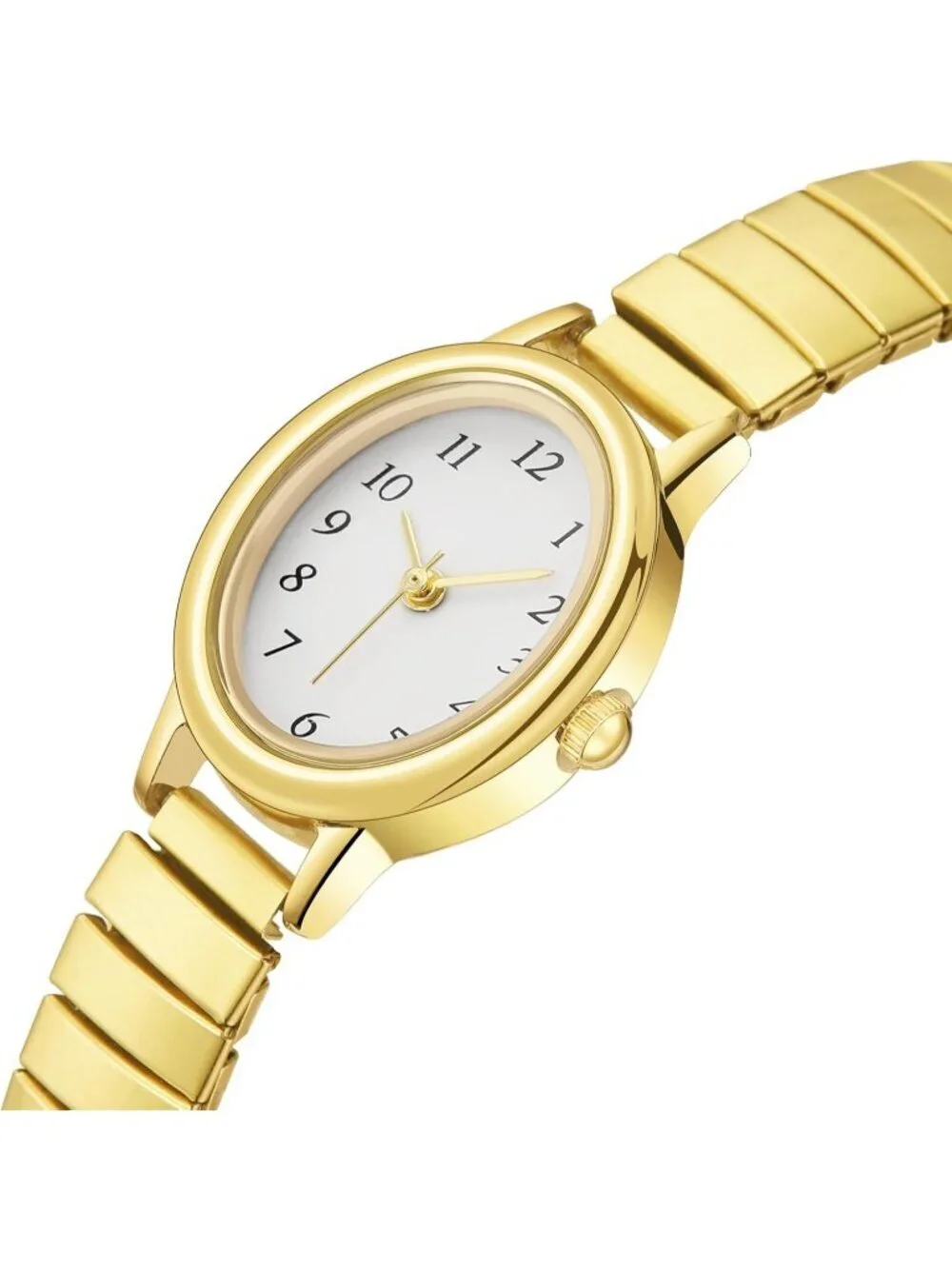 Women's Gold Analog Quartz Alloy Steel Expansion Band Waterproof Wrist Watch
